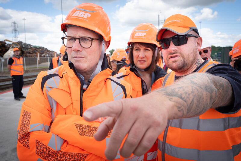 Starmer and shadow chancellor Rachel Reeves during a visit to Ocean Gate container terminal at Southampton docks earlier this month. Photograph: Stefan Rousseau/PA Wire