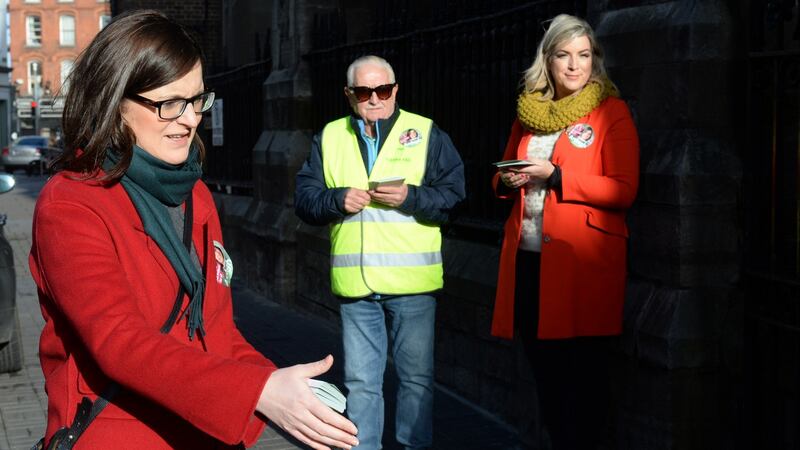 Catherine Ardagh  canvassing at St Catherine’s Church on  Meath Street in  Dublin. Photograph: Dara Mac Dónaill/The Irish Times.