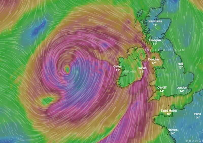 Wind chart: 5am Friday. Photograph: Windy.com