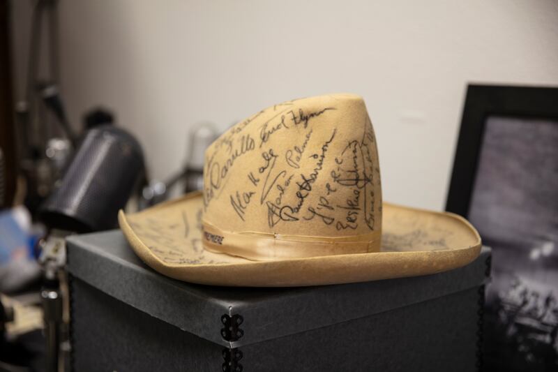 'Here is a cowboy hat autographed by Errol Flynn and Humphrey Bogart. I could probably put it on if I asked. But I don’t.' Photograph: Luis Galvez