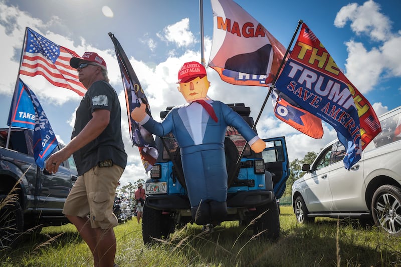 Supporters of Republican presidential candidate Donald Trump show their support in West Palm Beach, Florida. Photograph: Giorgio Viera / AFP