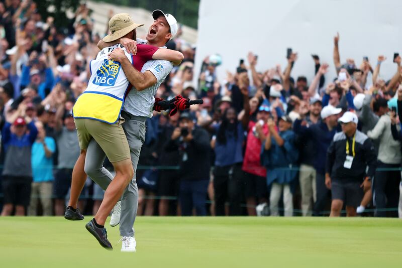 Nick Taylor after winning the RBC Canadian Open in Toronto, Ontario. Photograph: Vaughn Ridley/Getty Images