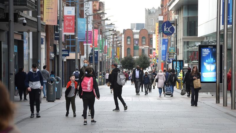 Dublin’s Henry Street during Level 5. New Central Bank research estimates half, or €5 billion, of pandemic savings could be spent after restrictions are lifted. Photograph: Dara Mac Dónaill / The Irish Times