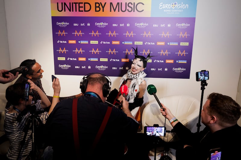 Bambie Thug speaking with media ahead of the Eurovision song Contest Final in Malmo, Sweden.  Picture: Andres Poveda