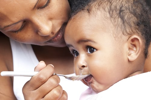 Within a fortnight of starting solids, baby should be eating iron-rich foods
