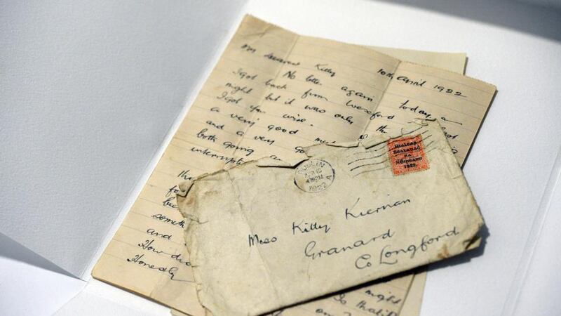 The letter, dated April 10th 1922, to Kitty Kiernan, Granard, Co Longford