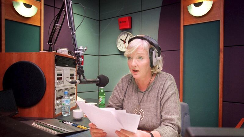 A 1999 file photograph of Marian Finucane in the studio during her first day presenting her weekend programme on RTÉ Radio One. Photograph: Dara Mac Dónaill