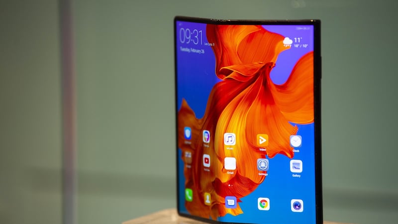 The new Huawei Mate X mobile phone is shown on display at   Mobile World Congress. It has been regarded as superior to Samsung’s new foldable device. Photograph:   David Ramos/Getty Images