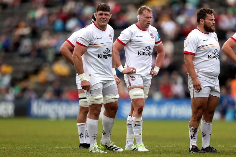 Ulster's Dave Ewers, Kieran Treadwell and Greg McGrath. Photograph: Laszlo Geczo/Inpho