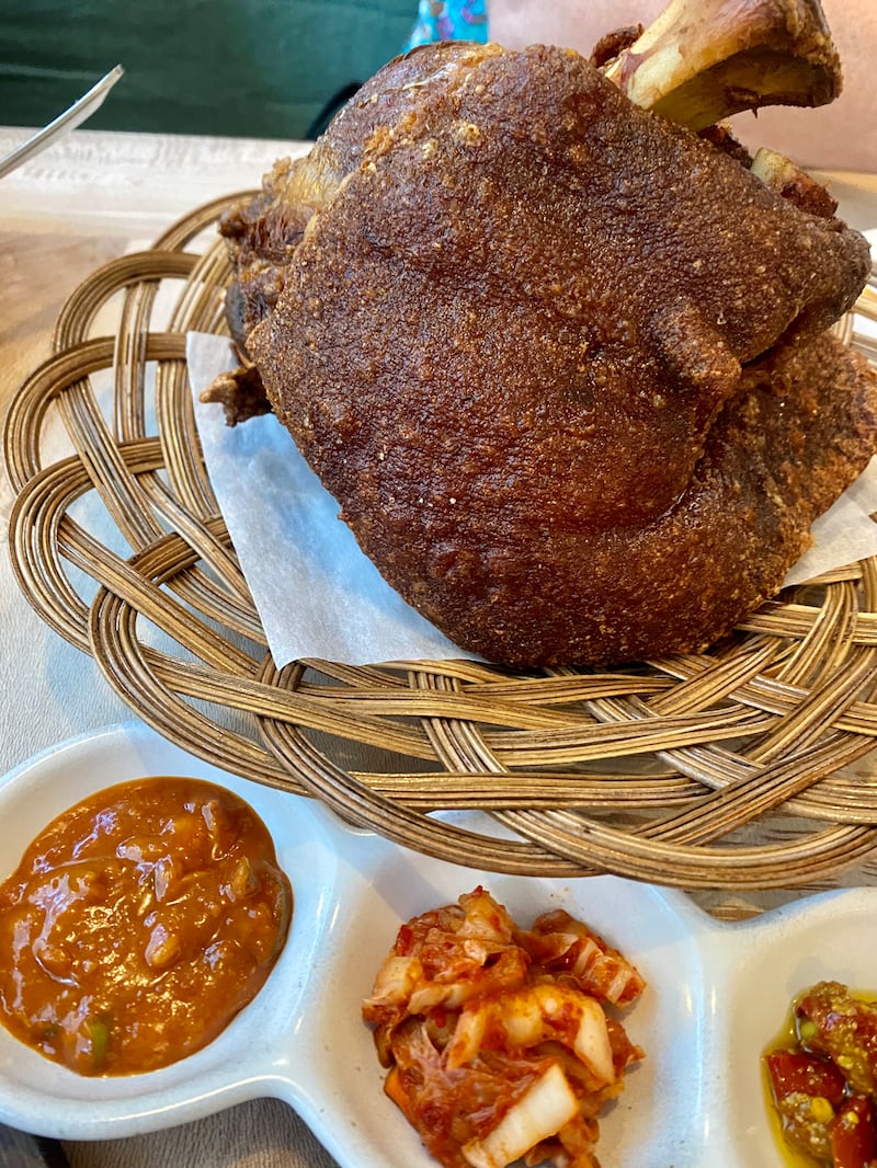 Deep fried pork shank at Double Dragon