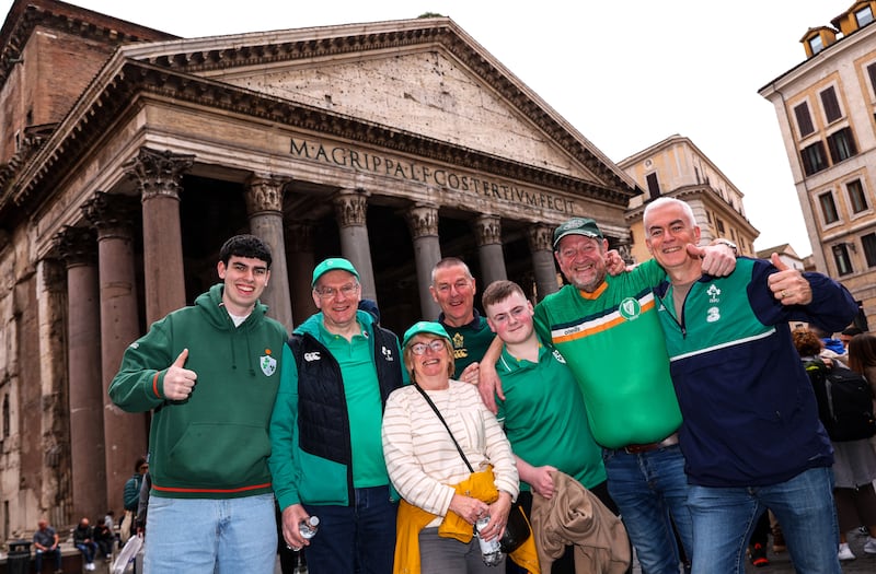 Ireland rugby fans in Rome in advance of the Six Nations match against Italy. Photograph: Ben Brady/Inpho