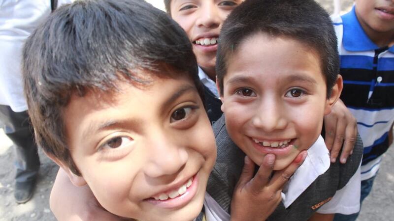 Children at Caja Lúdica, which teaches games at a school in Villa Nueva, a sprawling urban zone just outside Guatemala City, where gang violence is common. Photograph: Jennifer Hough