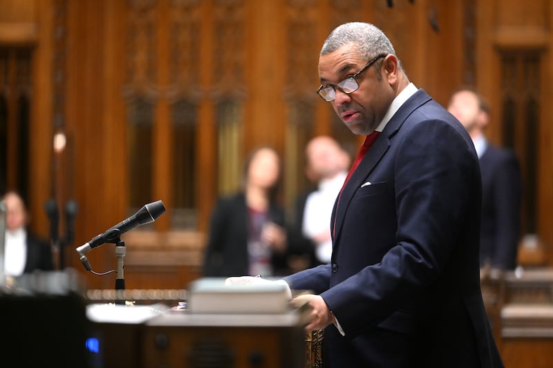 British foreign secretary James Cleverly making a statement to MPs in the House of Commons, London, in January 2023 following the execution of British-Iranian Alireza Akbari in Iran. Photograph: Jessica Taylor/UK Parliament/PA