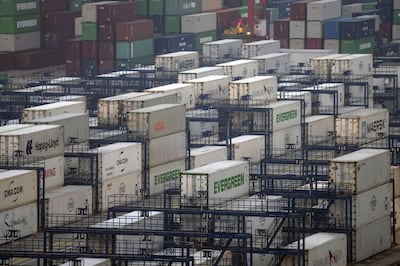 Shipping containers at the Yangshan Deepwater Port in Shanghai, China. Photograph: Qilai Shen/Bloomberg