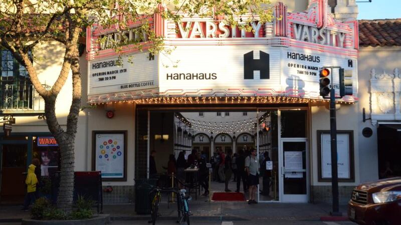 Curious crowds: HANAhaus, a cafe created by German technology giant SAP, has just opened in the tech hub of Palo Alto. It is located in the city’s much-loved 1927 Varsity Theatre