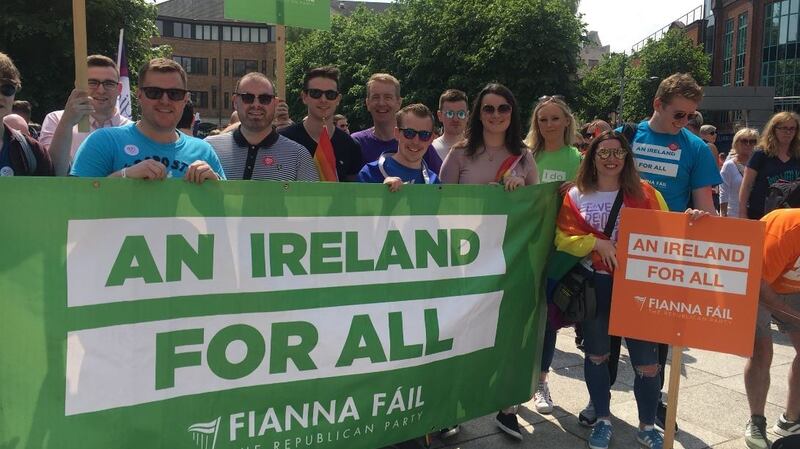 A Fianna Fáil delegation attends a rally in Belfast calling for marriage equality in Northern Ireland. Photograph: Amanda Ferguson