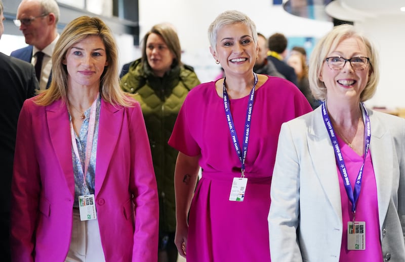 Fine Gael European election candidates Nina Carberry, Maria Walsh and Regina Doherty at the 82nd Fine Gael Ardfheis at the University of Galway. Photograph: Brian Lawless/PA Wire