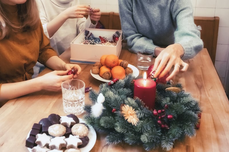 You can also use your wreath as a seasonal centrepiece for your table. Photograph: iStock