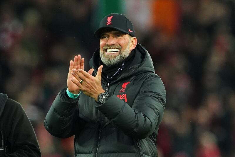 Liverpool manager Jurgen Klopp paid tribute to Salah after he replaced Robbie Fowler as Liverpool’s leading Premier League marksman with 129 goals. Photograph: Peter Byrne/PA