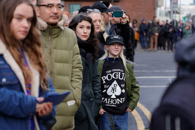 Sonny Wakefield from Drimnagh watching the funeral procession. 
Photograph: Alan Betson

