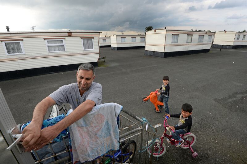 Photograph from October 2016 at the accommodation centre where the Idris family lived for nearly 12 years. Pictured are Ahmed Idris and his sons Anas and Soban. Photograph: Eric Luke/The Irish Times