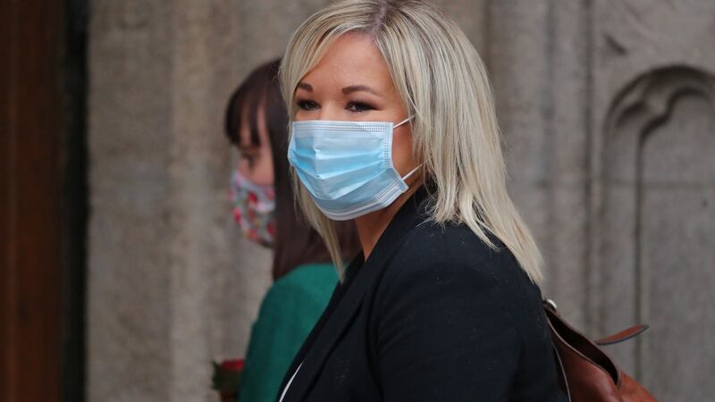 Deputy First Minister Michelle O’Neill outside St Eugene’s Cathedral. Photograph: Niall Carson/PA Wire