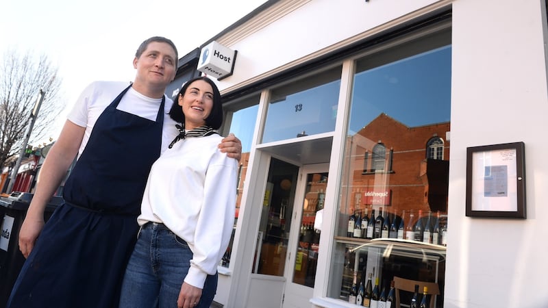 Niall McDermott and Chloe Kearney outside their restaurant,  Host,  in Ranelagh. Photograph: Dara Mac Dónaill