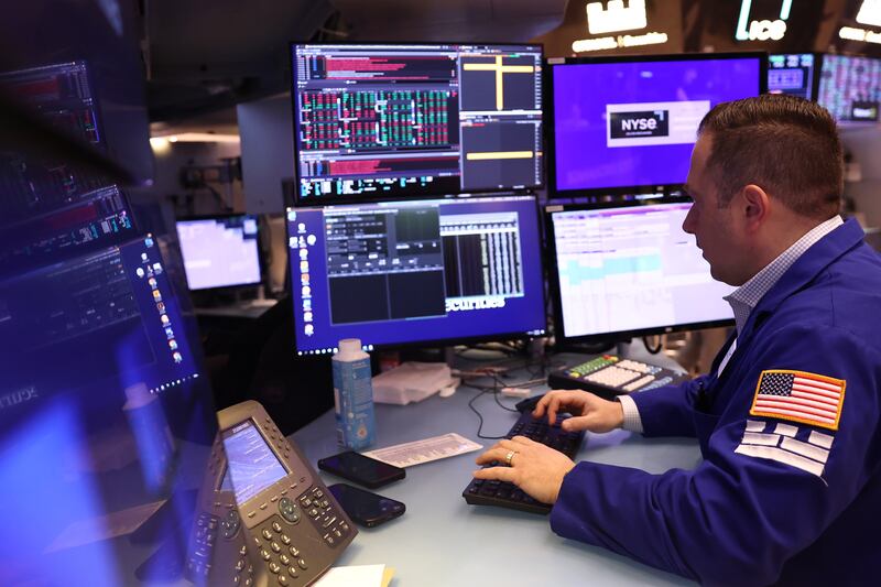 A trader at the New York Stock Exchange. The arrival of the Chinese AI startup DeepSeek sparked a sell-off in tech stocks this week. Photograph: Michael M. Santiago/Getty