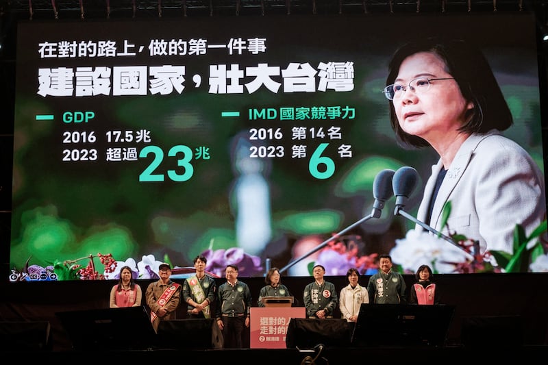 Taiwan's president Tsai Ing-wen speaks during an election campaign rally of Taiwan's ruling Democratic Progressive Party (DPP). Photograph: Yasuyoshi Chiba/AFP/Getty Images