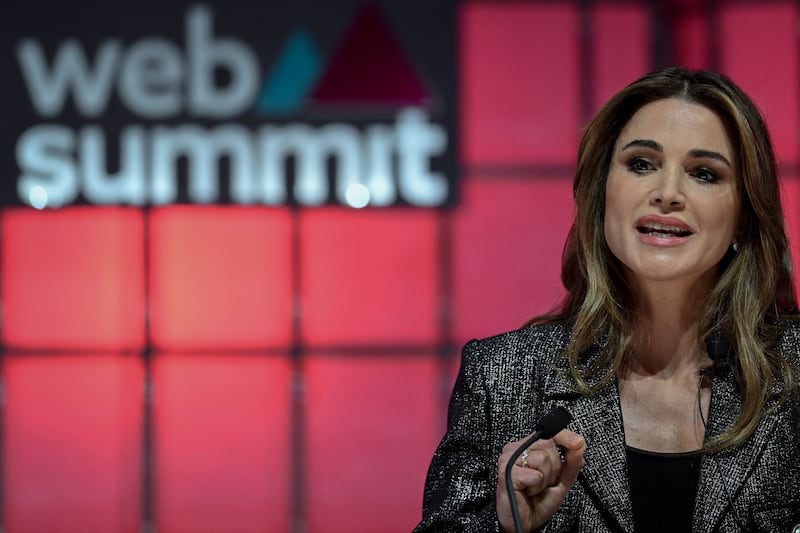 Queen of Jordan Rania Al Abdullah speaks the Web Summit in Lisbon in 2022. Photograph: Patricia De Melo Moreira/AFP/Getty Images