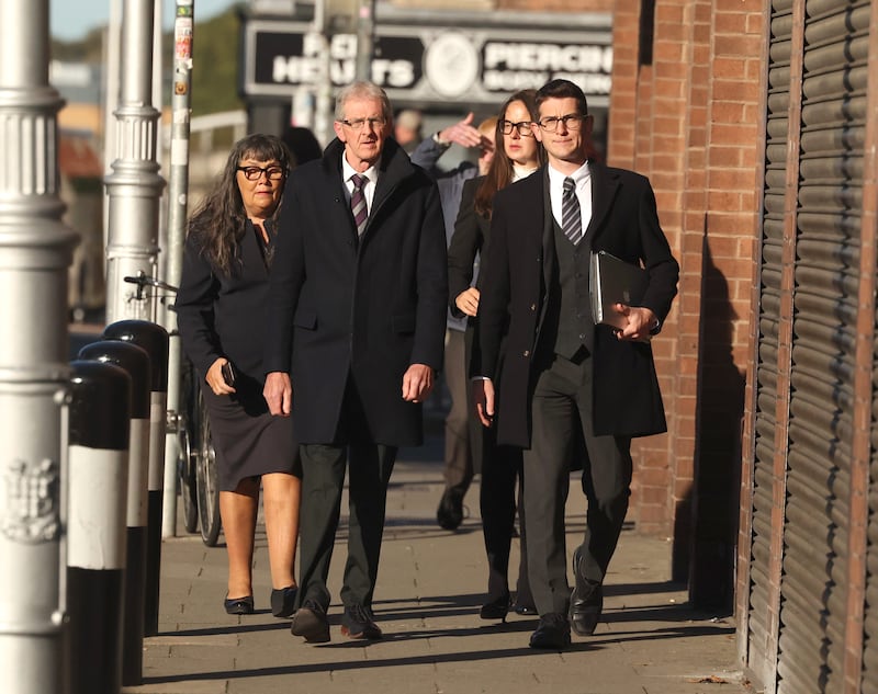 Members of the Burke family outside a recent court appearance. Photograph: Collins Courts  
