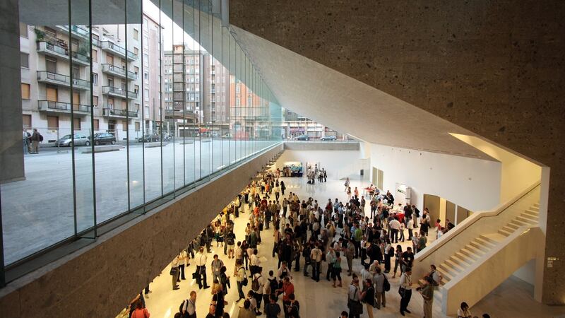 Universita Luigi Bocconi School of Economics Milan, Italy. View of the Auditorium Undercroft. Photograph: Paolo Tonato