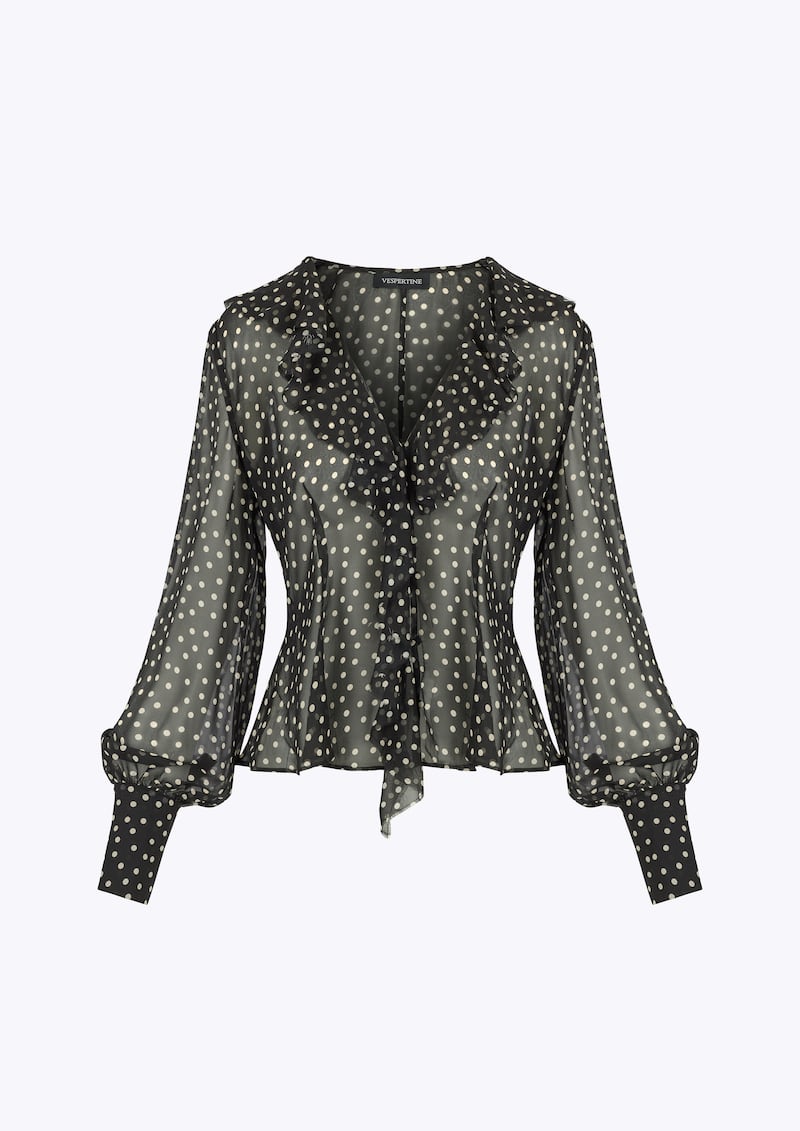 Sheer polka dot blouse, €369, Vespertine London