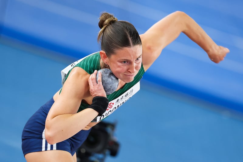 O'Connor set another personal best of 14.64 in the shot put. Photograph: Nikola Krstic/Inpho