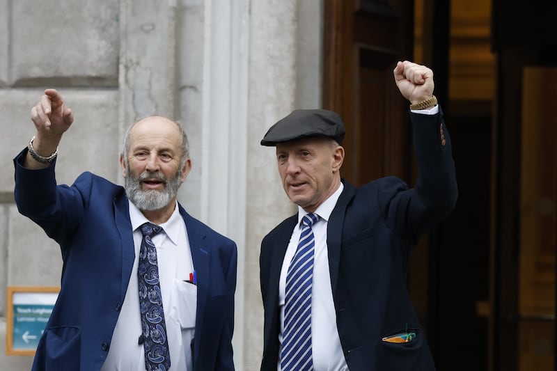 Outside the Dáil on Wednesday are the Healy-Rae brothers Danny and Michael.  Photograph: Nick Bradshaw 