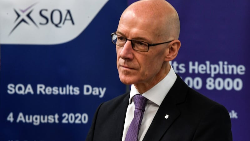 John Swinney, the Scottish education secretary, said that without the SQA adjusting grades, the number of passes based on school recommendations would have been far higher.  Photograph: Andy Buchanan/PA Wire