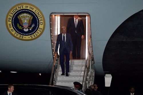 Biden visit: Air Force One lands in Belfast as US president says priority is to ‘keep the peace’ in Northern Ireland