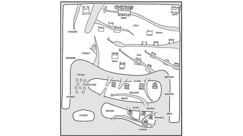 From JP Mallory's book, a 13th-century map suggesting that Ireland was opposite Iberia