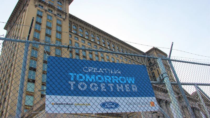 In June last year the Ford Motor Company announced it would invest $740 million redeveloping the iconic Michigan Central Train Station in Corktown, Detroit. Photograph: Stephen Starr