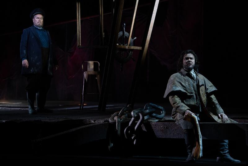 The Flying Dutchman: James Creswell, as Daland, and Jordan Shanahan, as the Dutchman. Photograph: Patrick Redmond