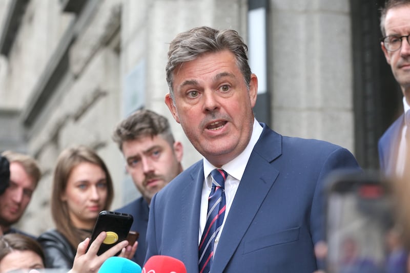 Incoming RTÉ director general Kevin Bakhurst speaking to the media after his meeting with Minister for Media Catherine Martin on Thursday. Photograph Gareth Chaney/Collins