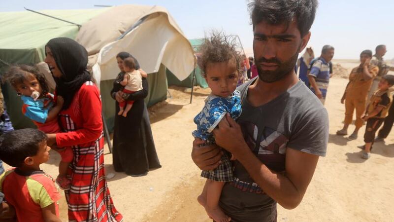 People who fled their homes two months ago after Islamic State seized Ramadi, the capital of the Anbar province in western Iraq. Photograph: Ahmad al-Rubaye/AFP/Getty Images