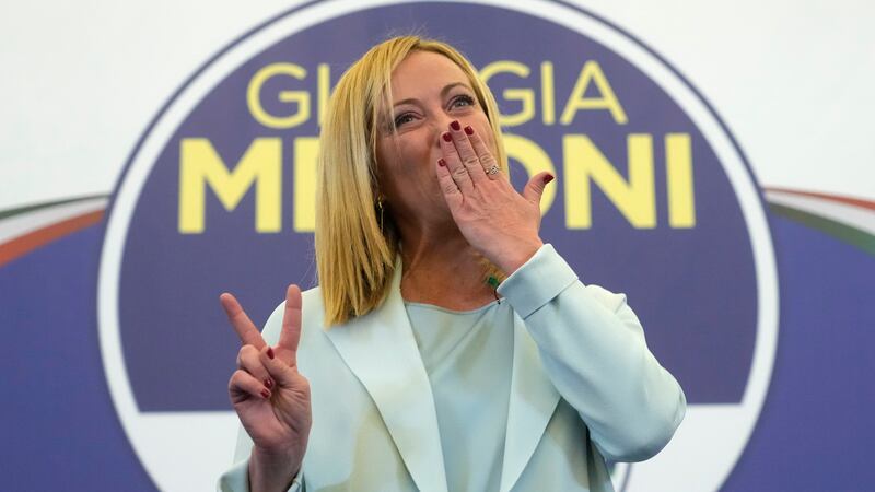 Giorgia Meloni's party has roots in Italy's fascist past but Ms Meloni has toned down her rhetoric and has been seeking to present herself as more of a conventional conservative. Photograph: Gregorio Borgia/AP