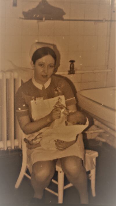 Dr Olive McKeown during her second year of training while on an obstetric placement at the Maternity unit at Lewisham Hospital, London in 1975.