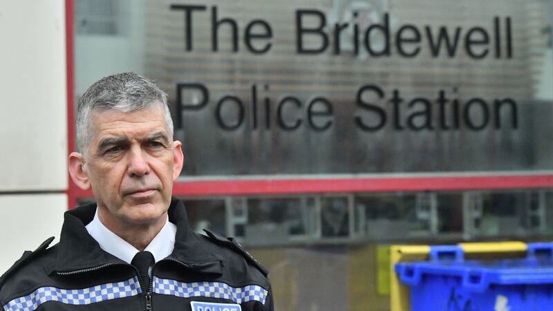 Chief Constable of Avon and Somerset Police, Andy Marsh, speaks to the media outside of Bridewell Police Station in Bristol, where protesters broke windows and vandalised the building on Sunday following a demonstration against the Government's controversial Police and Crime Bill. Picture date: Monday March 22, 2021. PA Photo. See PA story POLICE Reclaim. Photo credit should read: Ben Birchall/PA Wire