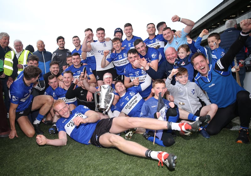 Sarsfields celebrate victory over Midleton in the 2023 Cork Senior Hurling Championship on October 15th. Photograph: Tom Maher/Inpho