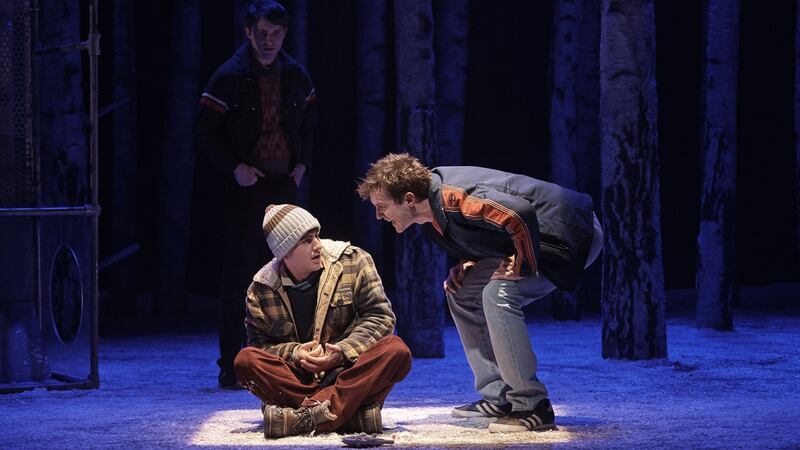 Craig Connolly as Oskar and Jamie Hallahan as Jonny in ‘Let the Right One In’ at the Abbey Theatre. Photograph:  Ros Kavanagh