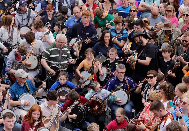 Some of the musicians who took part in the banjo bash. Photograph: Alan Betson/The Irish Times

