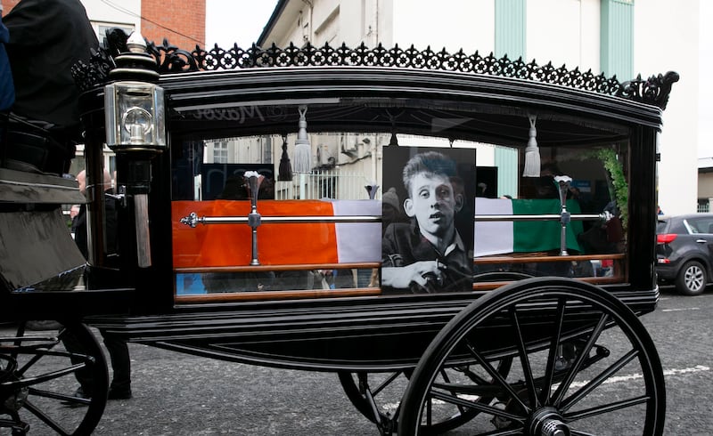 The funeral procession at MacMahon Bridge. Photograph: Collins
