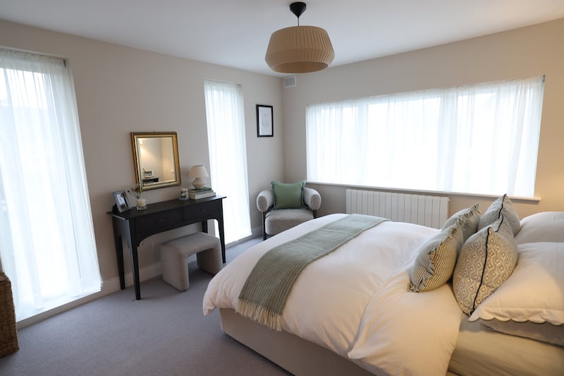 Bedroom featuring a console from Target’s Studio McGee range. Photograph: Bryan O’Brien

